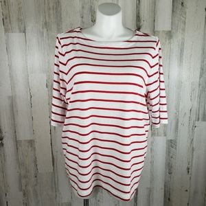 CJ Banks White and Red Striped Short Sleeve Tee